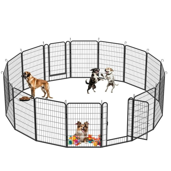 Holaki Pet Playpen, 40" Metal Dog Playpen with 16 Panels, Heavy Duty Portable Pet Fence with Door Panel for Indoor & Outdoor