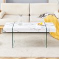 thumbnail image 1 of Holaki End Table,White Marble Pattern MDF Coffee Table with Tempered Glass Legs. Suitable for Living Room. Can Be Used As Coffee and Side Tables Or As A Display Stand.43.3"X23.6"X16.5", 1 of 10