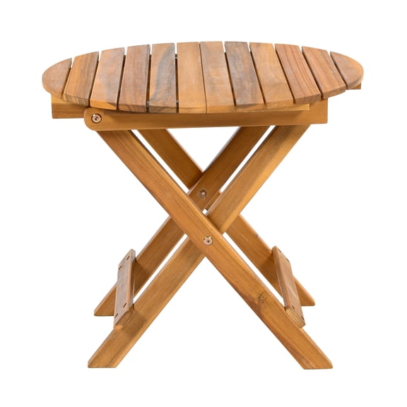 Holaki FOLDABLE AND ADJUSTABLE OUTDOOR ACACIA WOOD SIDE TABLE,NO INSTALLATION REQUIRED, (TEAK FINISH)