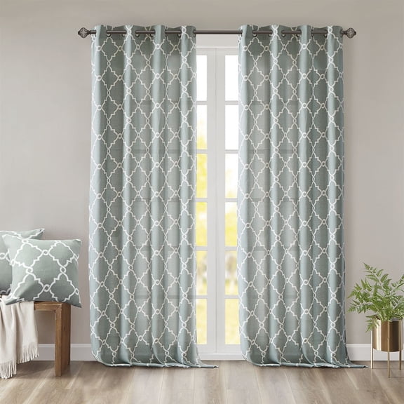 Holaki Fretwork Print Grommet Top Window Curtain Panel(Only 1 Pc Panel)