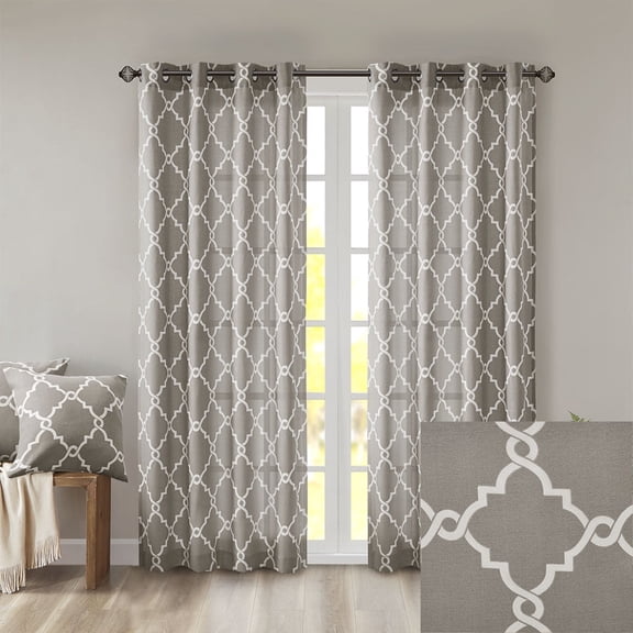 Holaki Fretwork Print Grommet Top Window Curtain Panel(Only 1 Pc Panel)