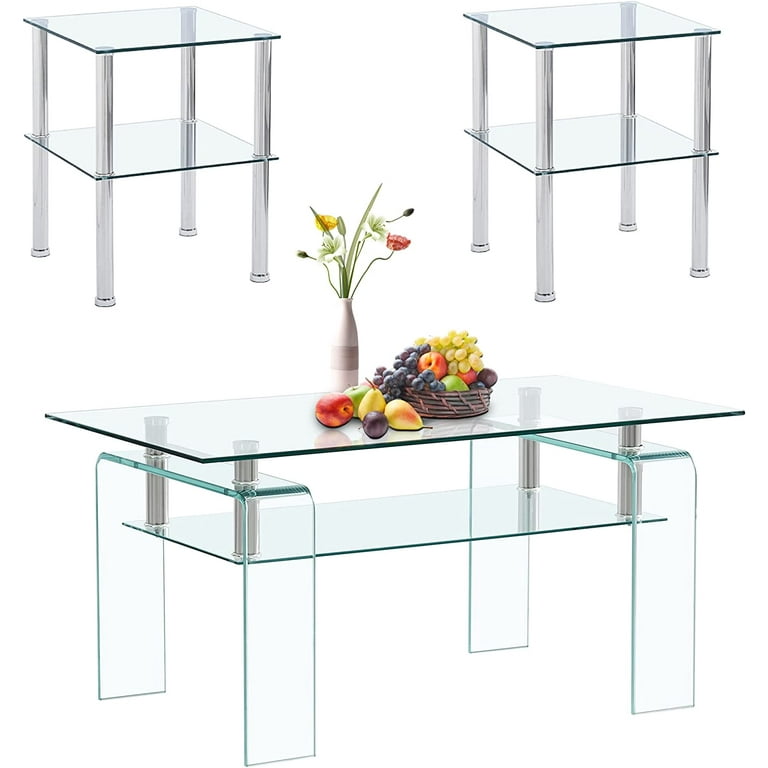 Small rectangular 2024 glass coffee table
