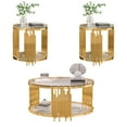 thumbnail image 1 of Holaki Gold Round Glass Coffee Table Set of 3, Black End Table Modern Living Room Table, Stainless Steel Irregular Leg, 2 Side Tables Luxury Furniture for Home Office,Clear, 1 of 7