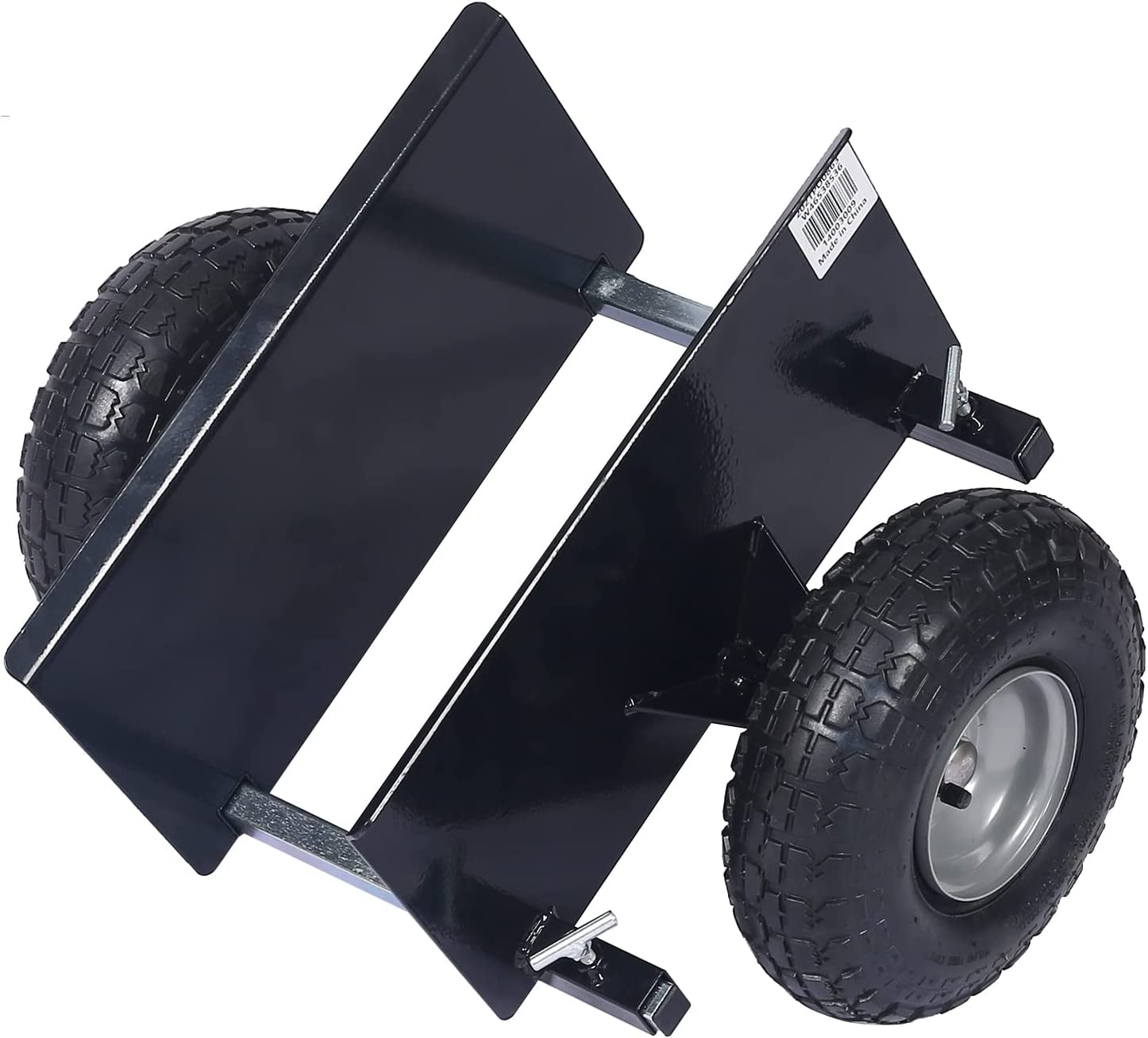 Heavy-Duty Black Steel Panel Dolly with Pneumatic Wheels