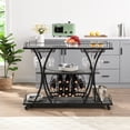 thumbnail image 1 of Holaki Industrial Bar Cart,Rolling Serving Cart with Wine Racks & Glass Holder,3 Tier Shelf Wooden Metal Liquor Tea Barcart Trolley on Wheel for Home,Black, 1 of 14