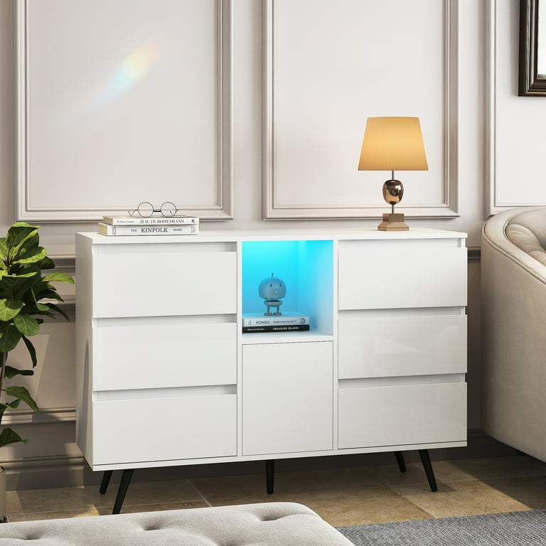 White high gloss unit with led lights discount