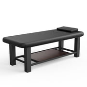 Holaki Massage Table Stationary Massage Bed with Open-Chest & Headrest, Metal Frame PU Leather Heavy Duty Physical Therapy Table, Spa Facial Professional Massage Table, No Adjustable Backrest, 700LBS