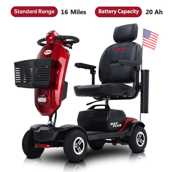 Holaki Max Plus Powered Mobility Scooters For Adults Mobility Scooters For 300 lbs Foldable Handicap Mobility Scooter, Red