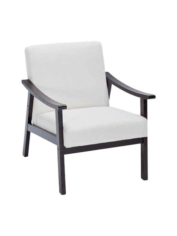 Mid Century Modern Arm Chair with Rubber Wood Frame, Accent Chair with Velvet Upholstery for Living Room Bedroom Reading Room, Easy Assembly, White