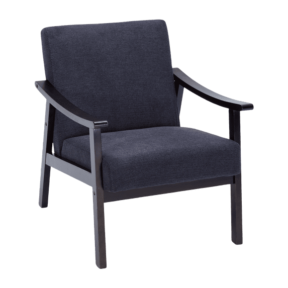 Holaki Mid Century Modern Arm Chair with Rubber Wood Frame, Accent Chair with Velvet Upholstery for Living Room Bedroom Reading Room, Easy Assembly, Black