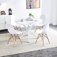 thumbnail image 1 of Holaki Modern 5 Piece Dining Table Set, 42" Faux Marble White Round Dining Table with 4 Wooden Legs Chairs, Kitchen Table and Chairs for Dining Room,Office, 1 of 6