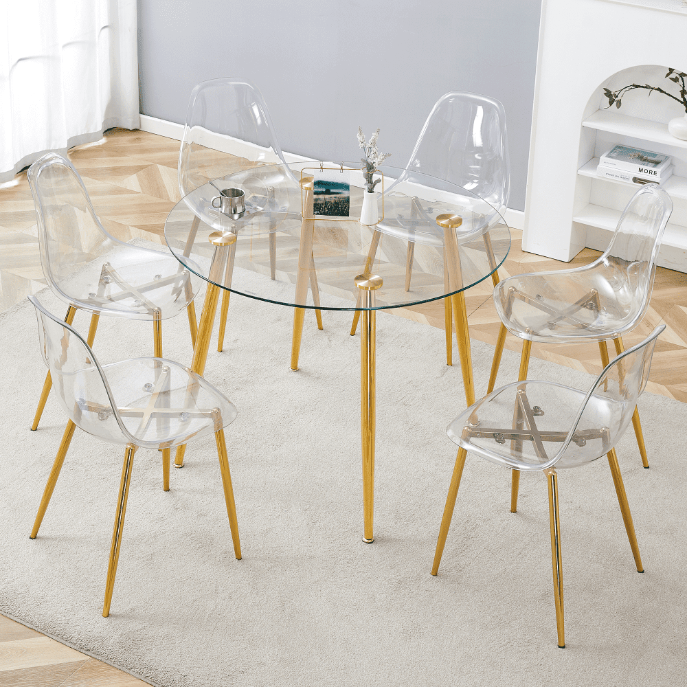 Holaki A Modern Minimalist Style Round Transparent Tempered Glass Table ...