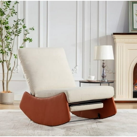 Holaki Modern Rocking Recliner Chair, Soft Padded Lounge Chair for Living Room & Bedroom, Orange