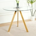 thumbnail image 1 of Holaki Modern Round Glass Dining Table,39.2" Kitchen Table with Clear Glass Top and Gold Metal Legs,Elegant and Durable Dining Room Table for Small Spaces,Kitchen,or Living Room (Gold/Silver), 1 of 7