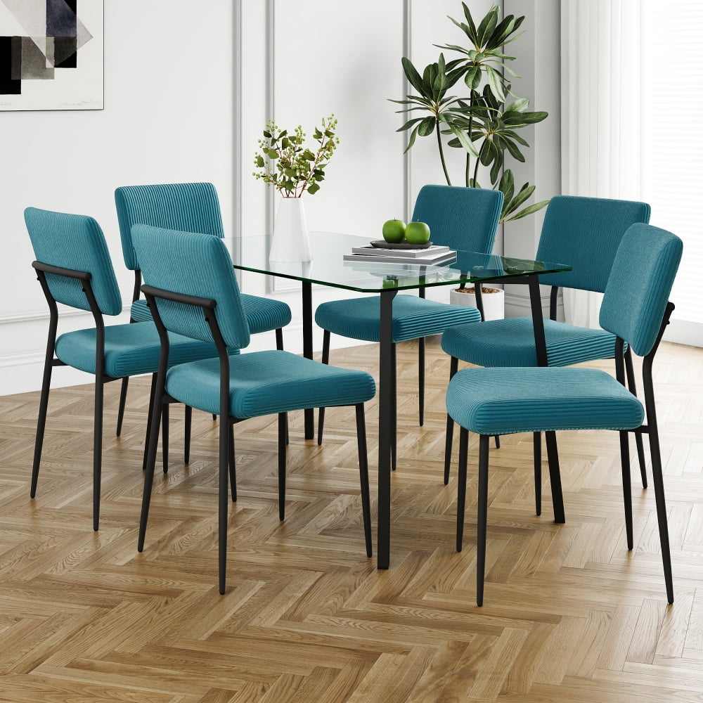 Holaki Modern Simple Table with Glass Square Table and Four Chairs ...