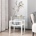 thumbnail image 1 of Holaki Modern Tempered Glass Tea Table Coffee Table End Table, Square Table for Living Room, Transparent/White, 1 of 9