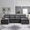 thumbnail image 1 of Holaki Modular Sectional Sofa,6 Seater Sectional Sofa Modular Sectional Couch for Living Room,U Shape Couch with Waist Pillows,110" x 55" x 33",5 Color, 1 of 8