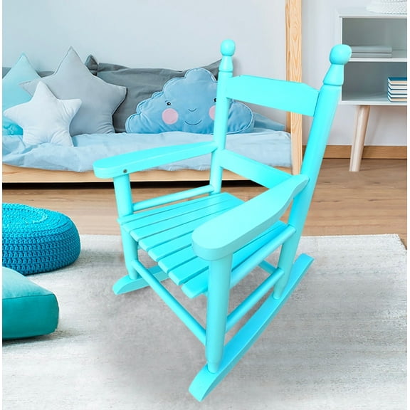 Holaki Outdoor Rocking Chair，Solid Wood Patio Rocking Chair，Suitable for kids-Durable，Light Blue