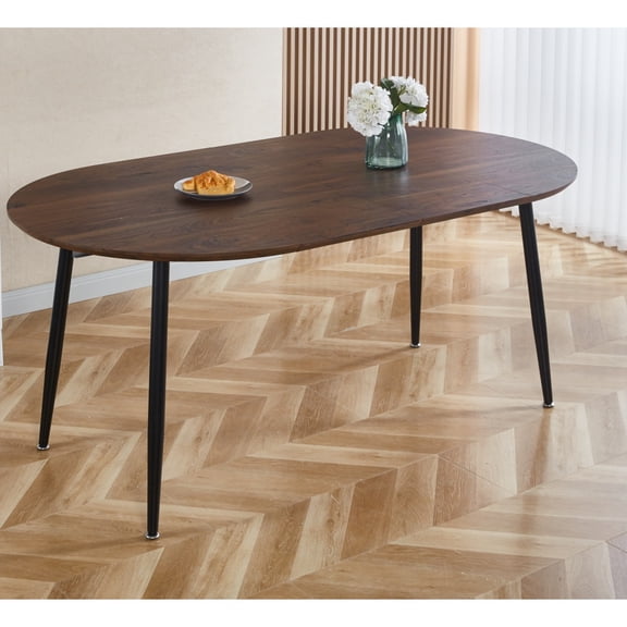 Holaki Oval Extendable Dining Room Table for 4-8 People,Modern Wooden Dining Table with MDF Tabletop and Metal Frame,Extendable from 40" to 55" to 71",Oval Kitchen Table for Home,Office,White 