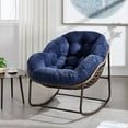 thumbnail image 1 of Holaki Oversized Outdoor Rattan Rocking Chair with Padded Cushion – 250lbs Capacity, Weather-Resistant Steel Frame, Navy Blue for Porch/Patio/Living Room, 1 of 8