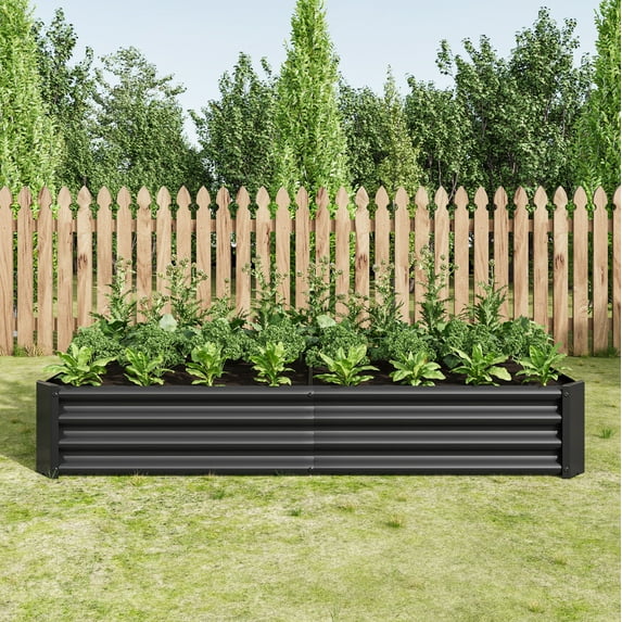 Holaki Raised Garden Bed Outdoor, 6×3×1ft Metal Raised Rectangle Planter Beds for Plants, Vegetables, and Flowers - Black