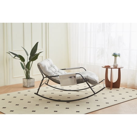 Holaki Rocking Chair with Extra-Wide Technical leather Upholstered Gliding Chair Boucle Reclining Chair, Modern Accent Chair for Living Room Nursery Bedroom