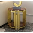 thumbnail image 1 of Holaki Round Glass End Table, Modern Gold Living Room Table with Stainless Steel Irregular Leg, Small Sofa Side Table Coffee Tables for Home Office, Dark Brown/19.69", 1 of 5