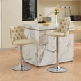 thumbnail image 1 of Holaki Set Of 2, Modern Classic Swivel PU Leather Barstools, 25-33 Inch Adjusatble Seat Height, Modern Chrome Base Bar Stools with Backs Comfortable Tufted, for Home Pub, Living Room, Beige, 1 of 8