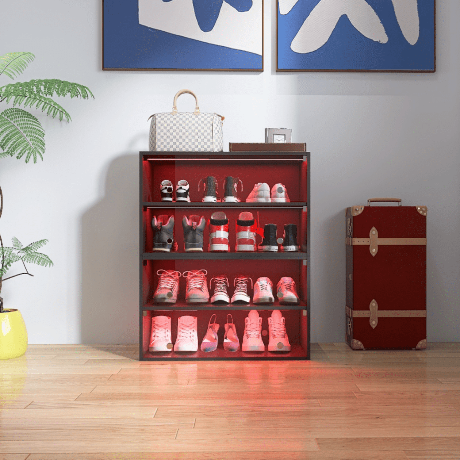 Holaki Shoe Box with RGB Led Light, 4 Tiers Storage Shoe Holaki Shoe Box with RGB Led Light, 4 Tiers Storage Shoe