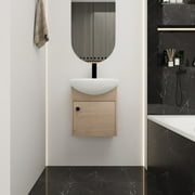 Holaki Small Size 18 Inch Bathroom Vanity With Ceramic Sink,Wall Mounting Design (KD-PACKING)