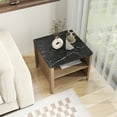 thumbnail image 1 of Holaki Tobacco Wood Grain Coffee Table End Marble Top Nightstand Storage Cabinet with 2 Open Shelf for Living Room Brown Modern Contemporary Urban Textured Area, 1 of 8