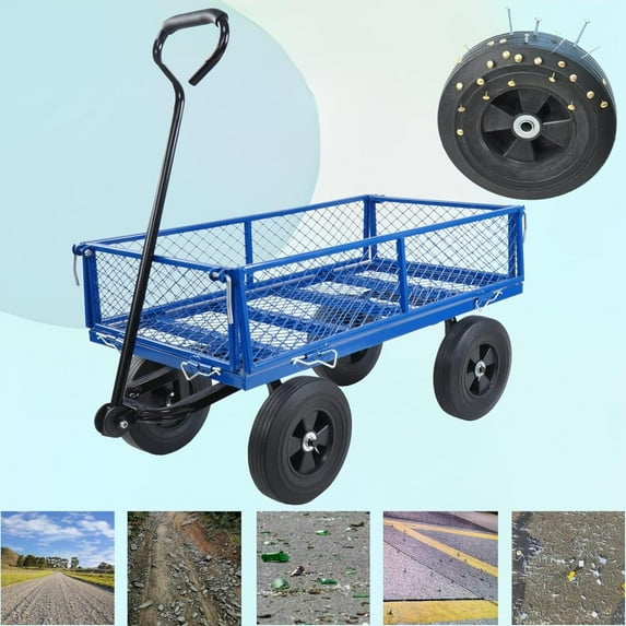 Holaki Tools Cart Wagon Cart Garden Cart Trucks,Heavy-Duty Solid Tire Garden Dump Cart - 4.86 cu. ft. Yard Wagon Cart with 600 LBS Capacity & Spacious Mesh Bed,Utility Wagon,37" x 19.48" x 40.15"