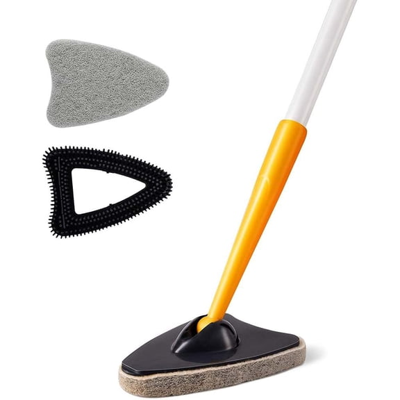 Holaki Tub Tile Scrubber Brush 2 in 1 Cleaning Brush Pole Stiff Bristles Scouring Pads for Cleaning Bathroom Kitchen Toilet Wall Tub Tile Sink Non-scratch