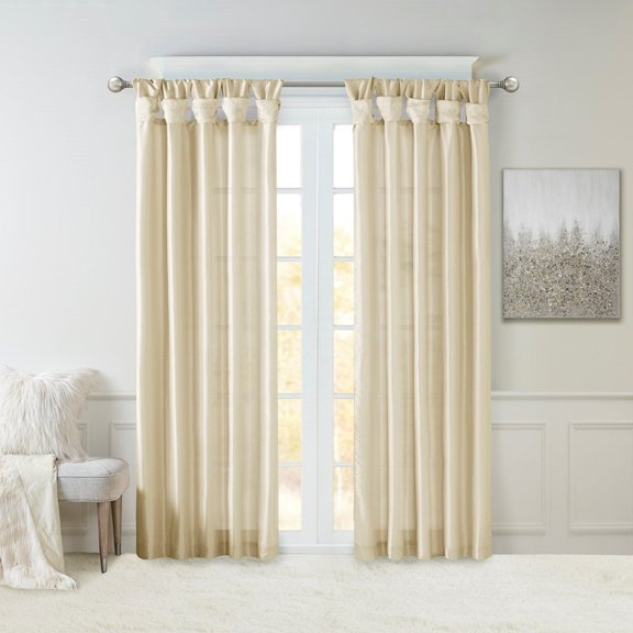 Holaki Twist Tab Lined Window Curtain Panel Champagne 50x108"