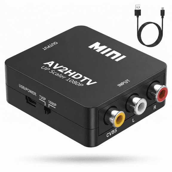 Holan AV to HDMI Converter, RCA to HDMI Converter, 1080P Mini RCA Composite CVBS Audio Video Converter Supports PAL/NTSC Compatible with PC/Laptop/Xbox /PS4 /TV/STB/VHS/VCR/Blue-Ray