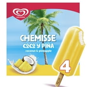 Holanda Chemisse Coconut & Pineapple Mexican Fruit Ice Pops Frozen Dessert, 4 Count