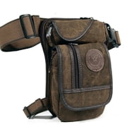 Holanew Canvas Drop Leg Bag Outdoor Waist Pack for Men Women Motorcycle Bike Cycling Multi-Pocket Fanny Pouch Travel Hiking Climbing Thigh Bag