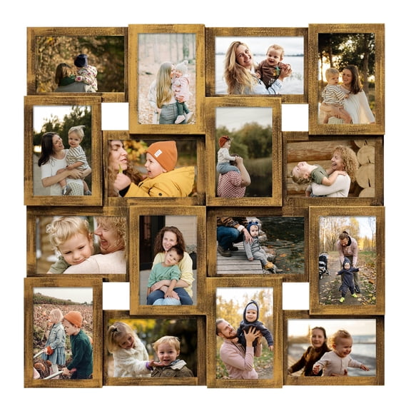 Holaura 16 Opening Multiple Photo Frames Collage 4 x 6 Pictures Brown