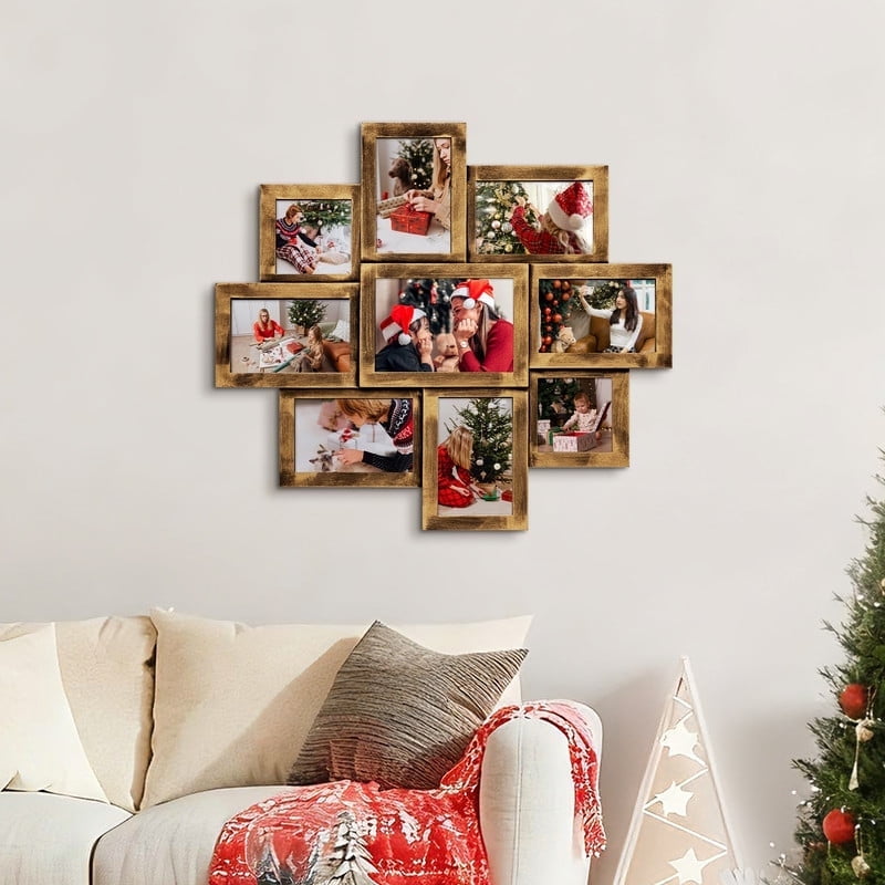 Holaura 9 Opening Gold Collage Picture Frames for Wall, 4x6 Family ...