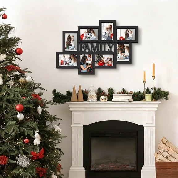 Holaura Family 8 Opening Picture Frames Collage Wall Decor for 4x6 Pictures Black