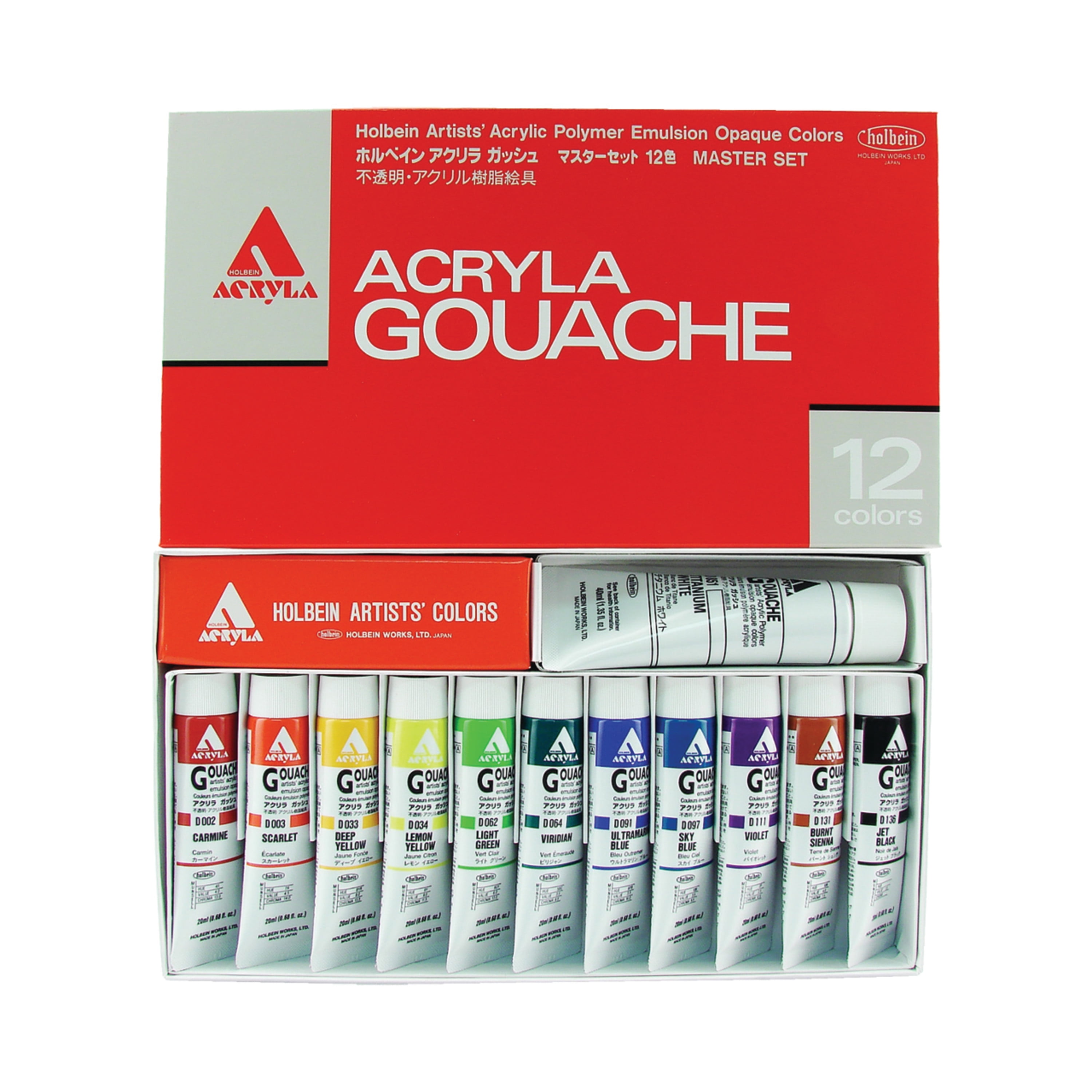 Holbein Acryla Gouache 12Color Master Set, 20ml,