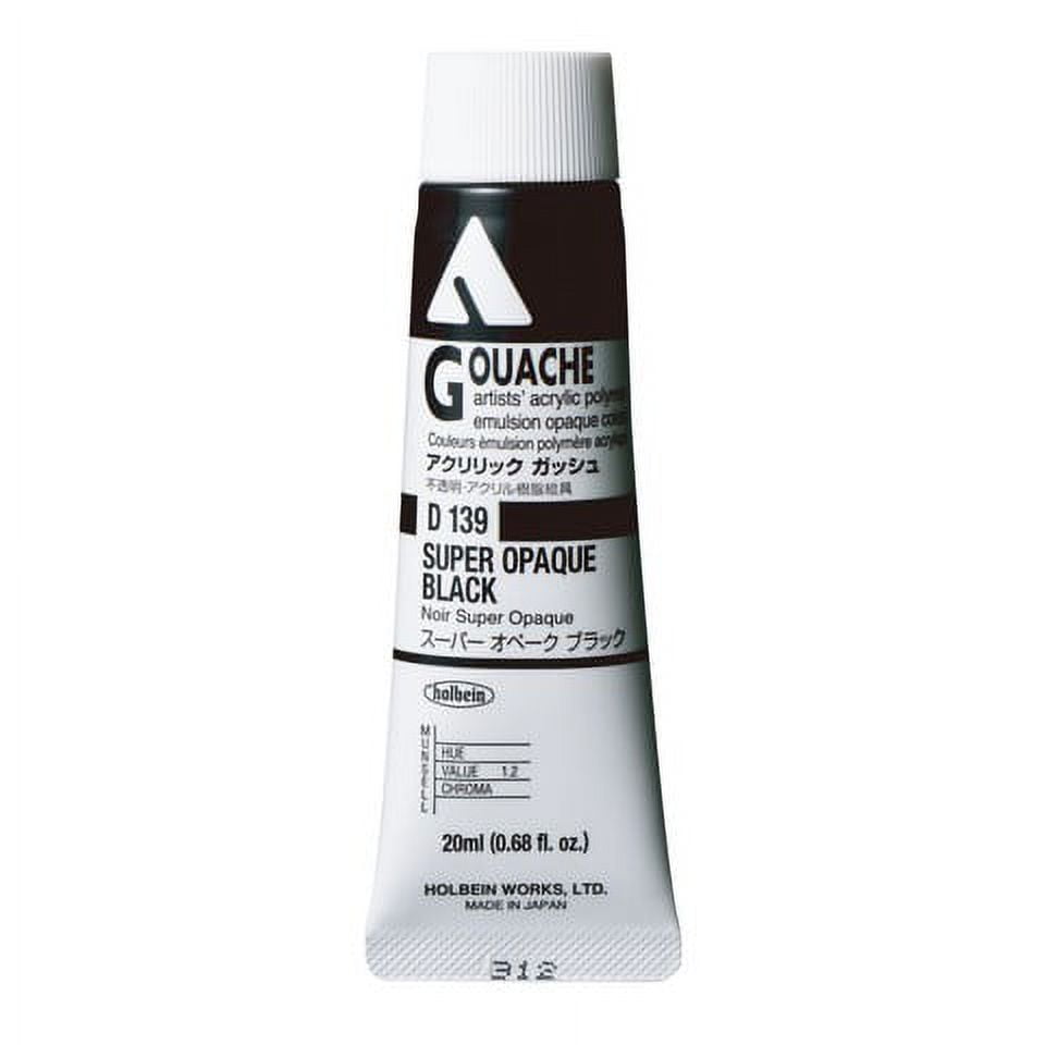 Holbein Acryla Gouache - Super Opaque Black, 20 ml tube - Walmart.com