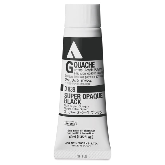 Holbein Acryla Gouache - Super Opaque Black, 40 ml tube