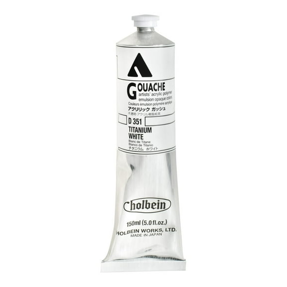 Holbein D351 150 ml Acrylic Gouache Artists Acrylic Polymer Emulsion - Titanium White