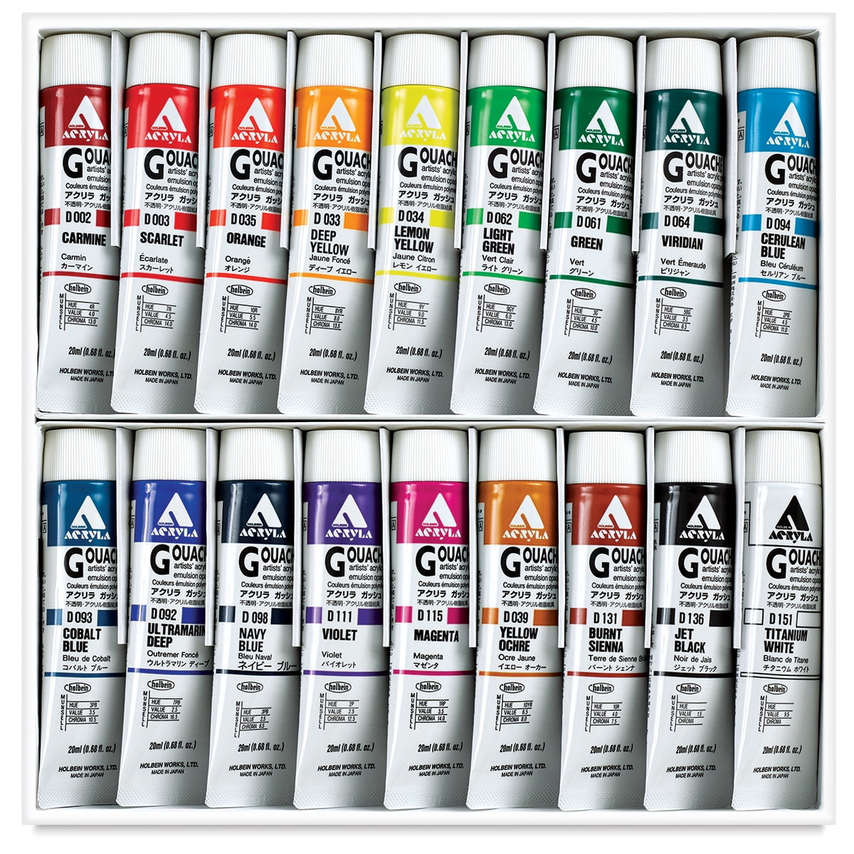 Holbein Oil Paint Learning Action A Set – 12 Colors – 20ml Tubes – B91 –  Allegro Japan