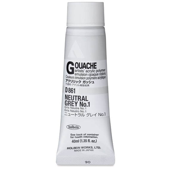 Holbein Acrylic Gouache - Neutral Gray 1, 40 ml tube
