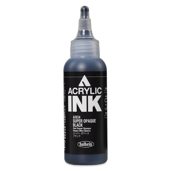 Holbein Acrylic Ink - Super Opaque Black, 100 ml