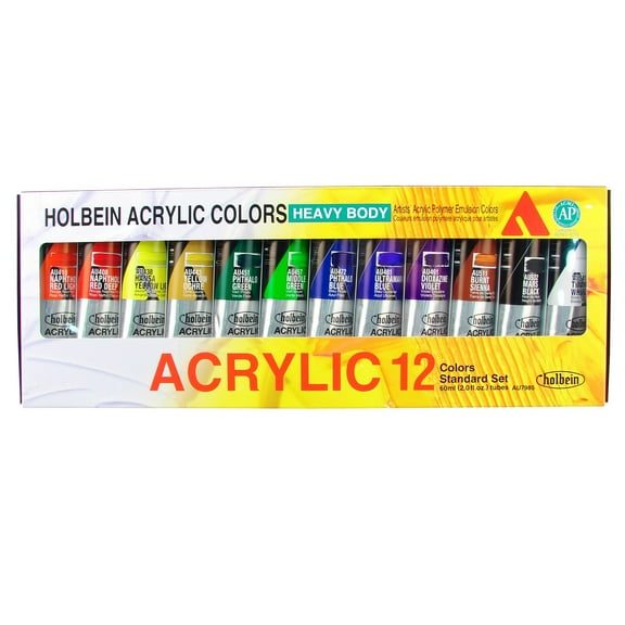 Holbein Artist Heavy Body Acrylic Color, 60ml, Set 12-Color Standard Set 60ml, Tubes
