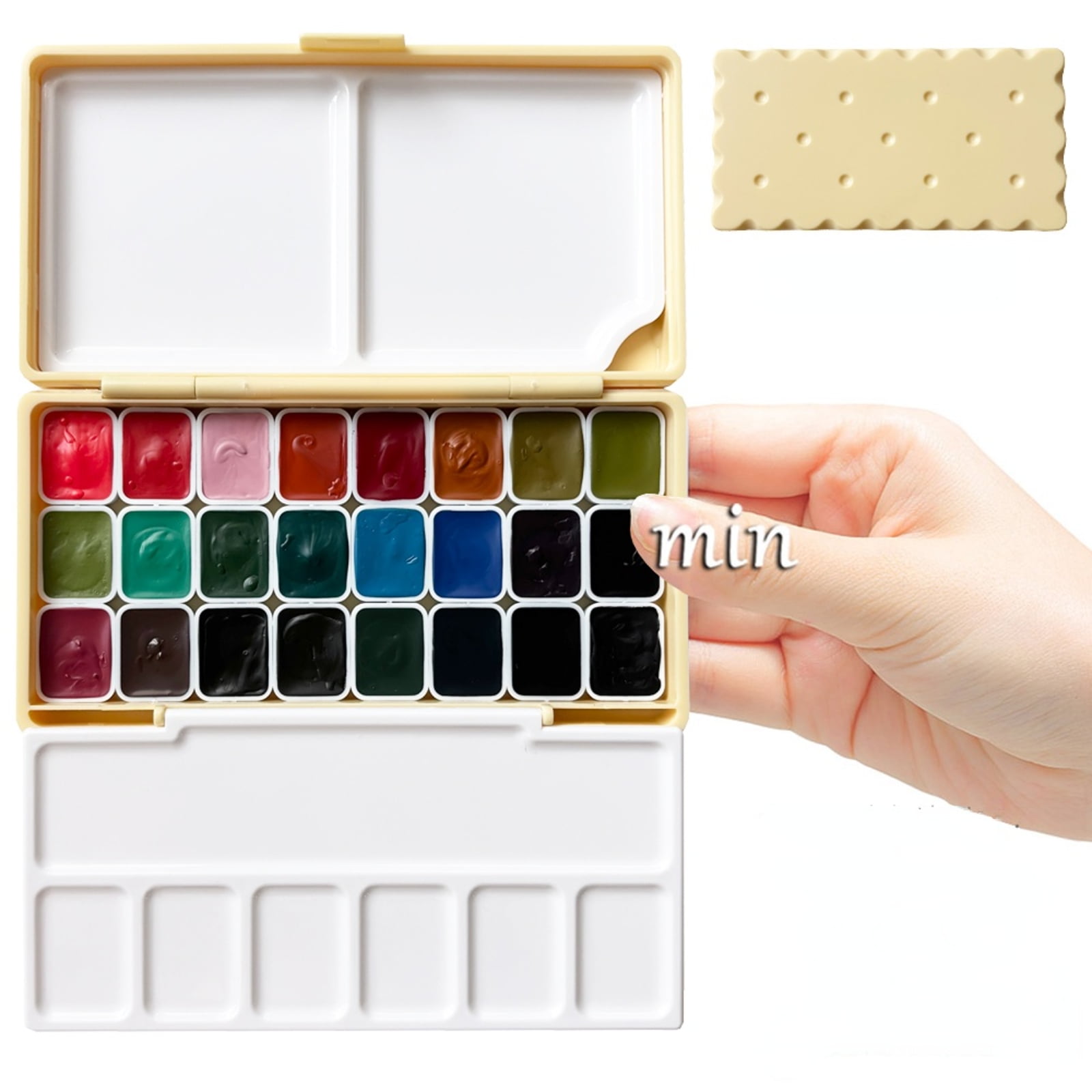 Holbein Artist's Watercolor 1ml,24 Colors Watercolor Paint Set in a Box for Students, Beginners Artists
