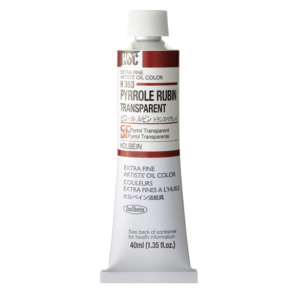 Holbein Artists' Oil Color, 40ml, Pyrrole Rubin Transparent